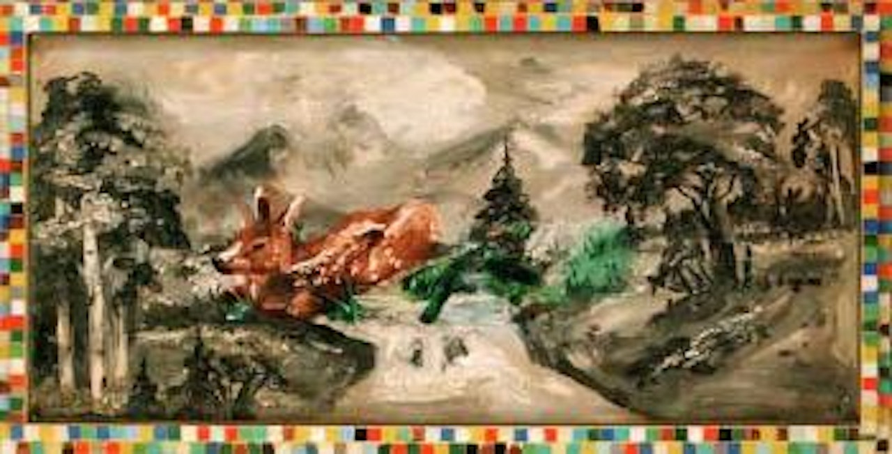 Deer in wooded landscape by Ernst Billgren