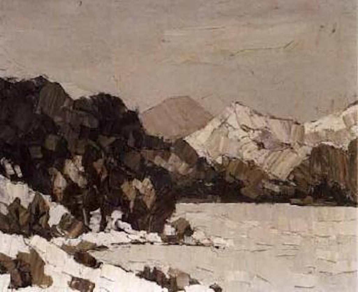 Snow and ice on Llyn Gwyant by Kyffin Williams