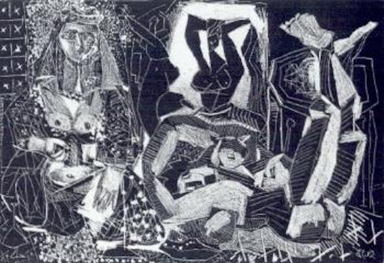 Femmes d'alger dans leur appartement d'apres delacroix 2e variation by Pablo Picasso