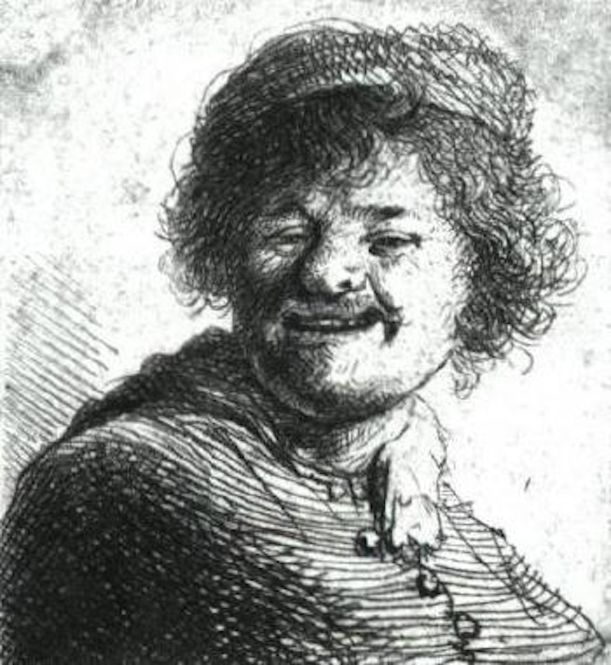 Rembrandt in a cap, laughing by Attributed to Rembrandt Harmensz van Rijn