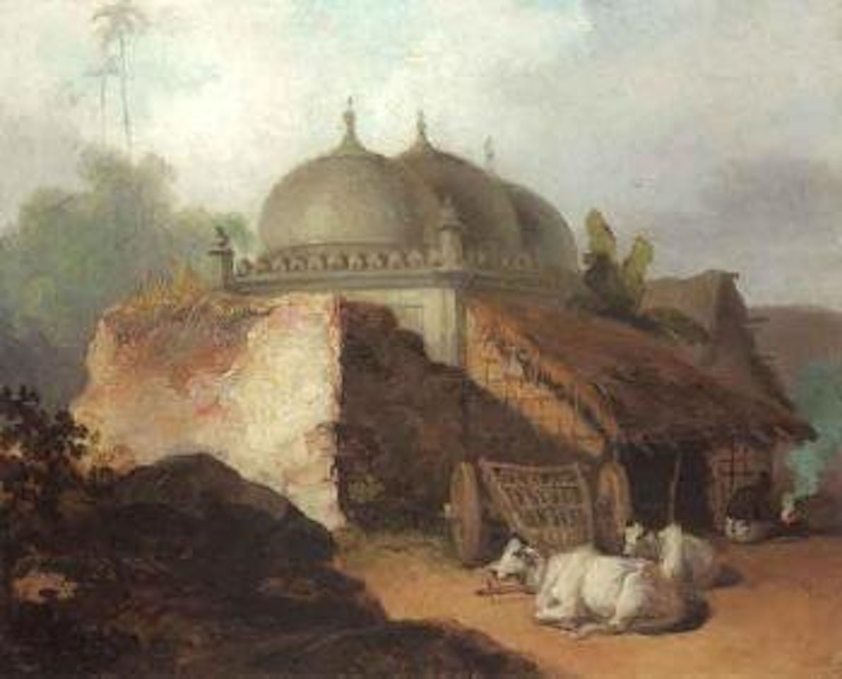 Cattle resting by a Mosque by George Chinnery