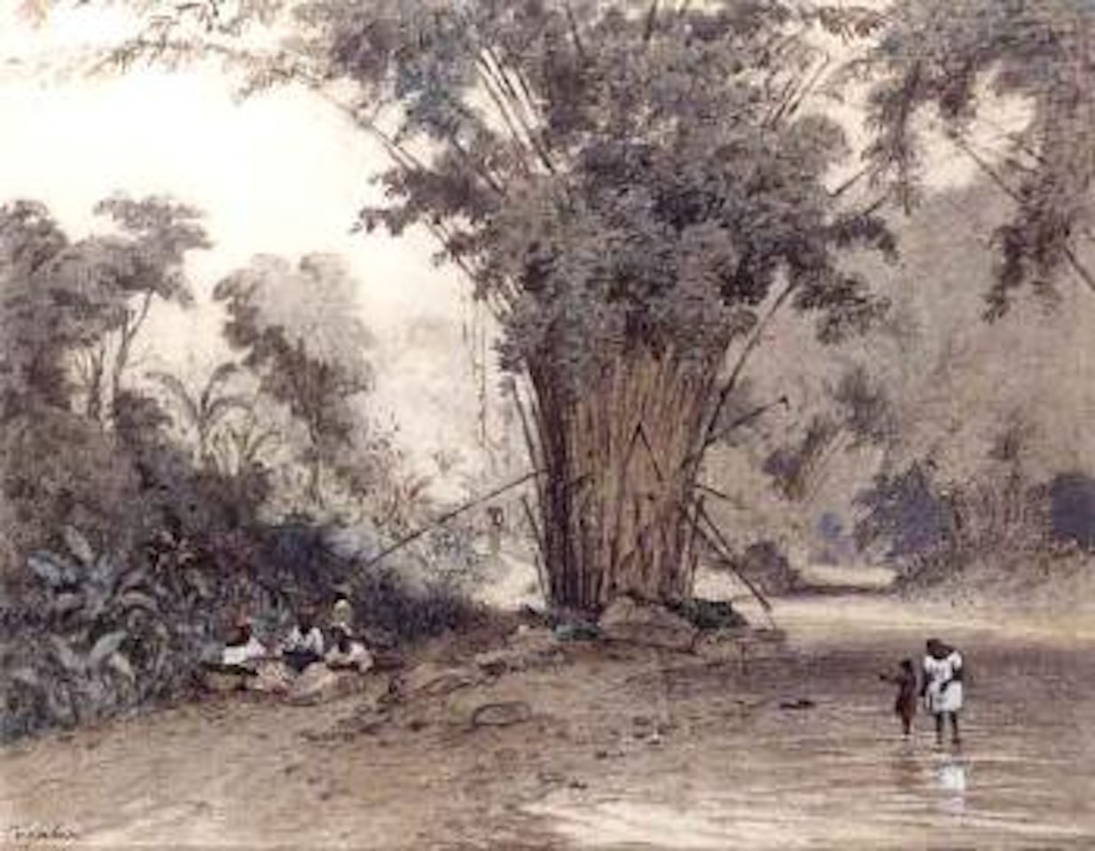Landscape with bamboo grove by Michel J Cazabon