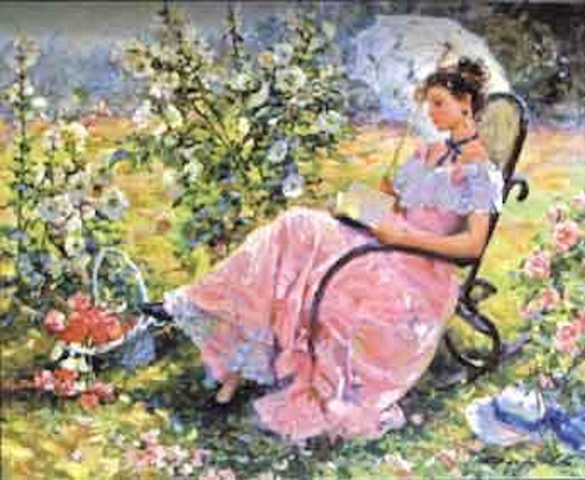 Reading in the garden by Constantin Razoumov