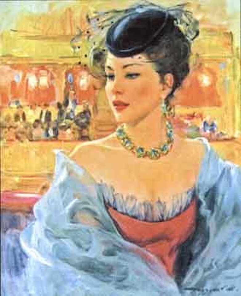 Young lady at the theatre by Constantin Razoumov