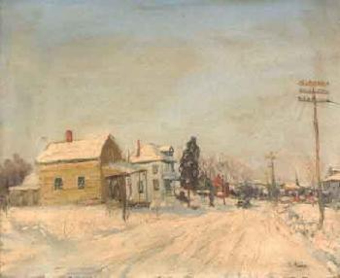 Winter street scene by Walter Emerson Baum