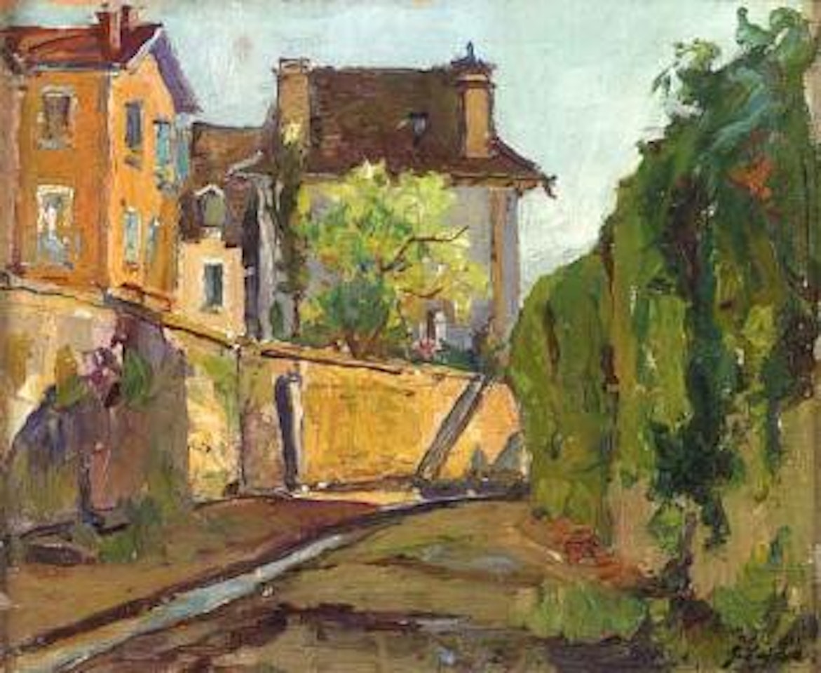 Vue de village by Georgij Aleksandrovic Lapschin