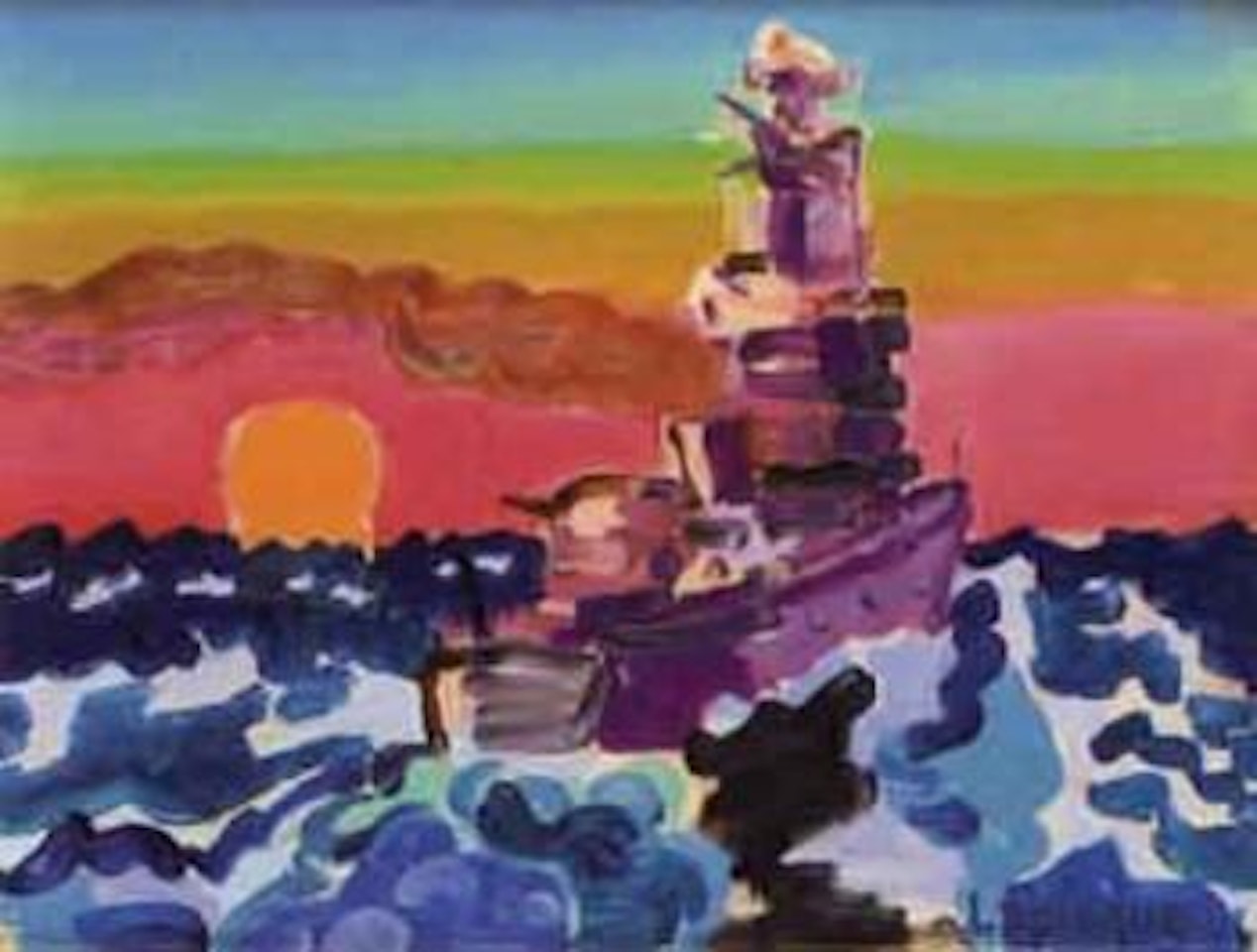 Manoeuvres au soleil couchant by Charles Lapicque