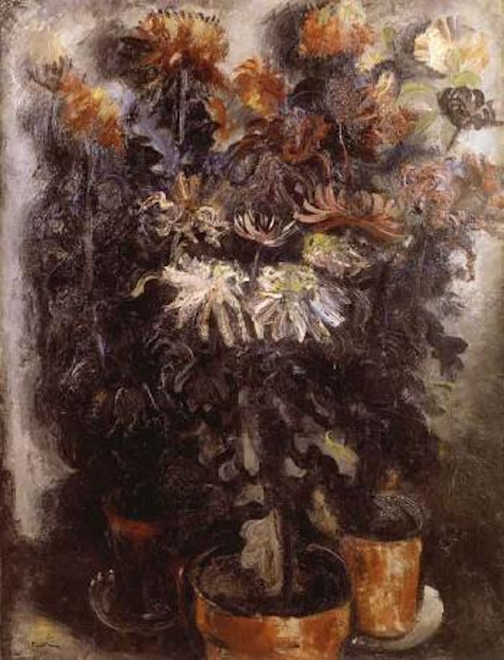 Fleurs sur fond gris by Jean Fautrier
