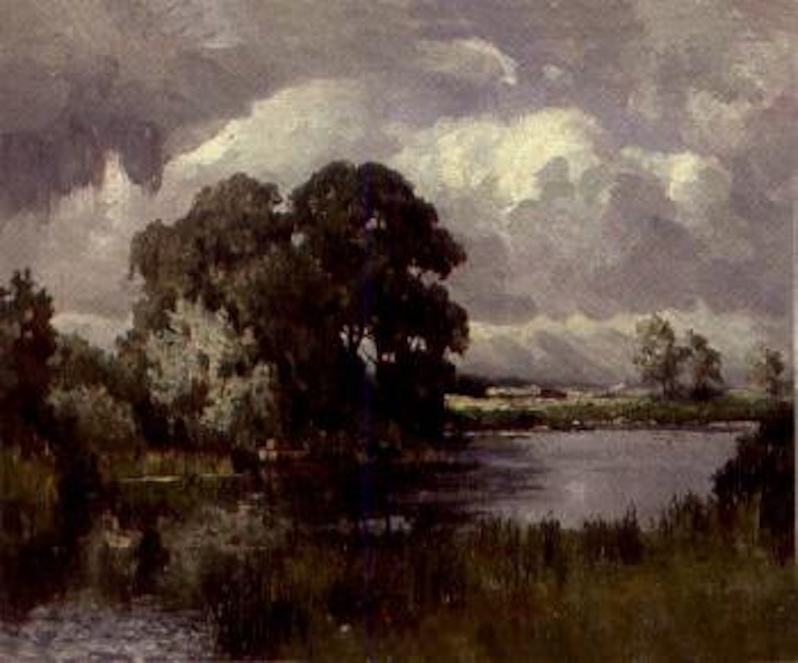 River landscape with fisherman by Campbell Mellon