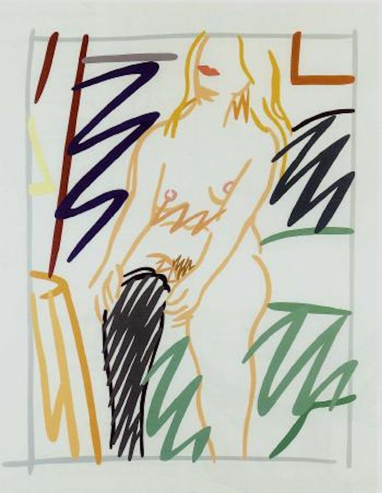 1960 Claire putting on stockings by Tom Wesselmann