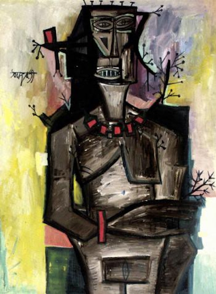 Nyasa Negress with flowers of thorns by Francis Newton Souza