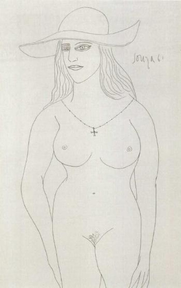 Female nude wearing a hat by Francis Newton Souza