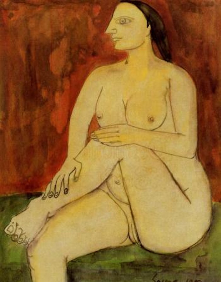 Seated female nude by Francis Newton Souza