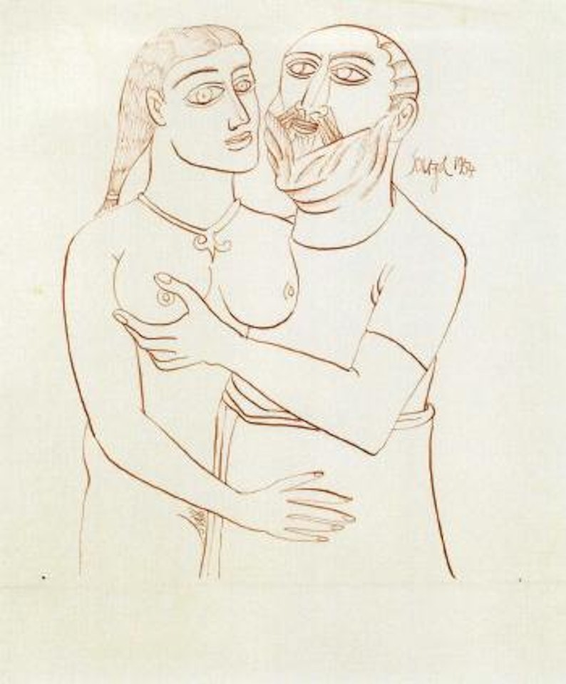 Couple in an erotic embrace by Francis Newton Souza