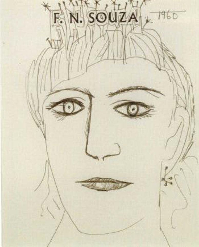 Head of a woman wearing a crown by Francis Newton Souza