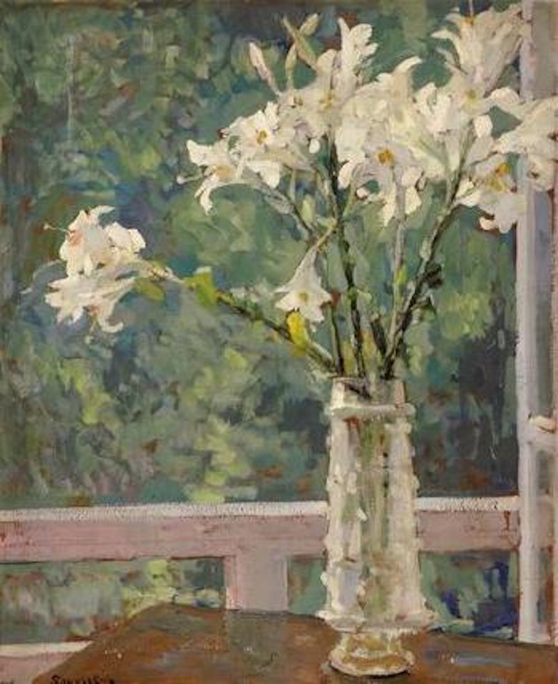 Bouquet de lys dans un vase by Jean Souverbie