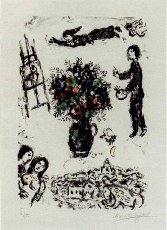 Bouquet over the town by Marc Chagall