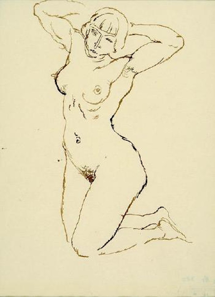 Kneeling female nude by George Grosz