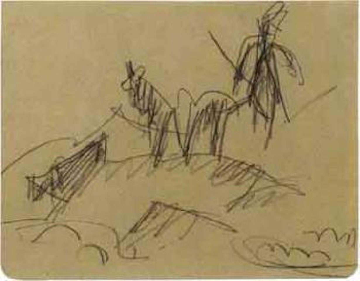 Herder with goat and cow in the mountains by Ernst Ludwig Kirchner