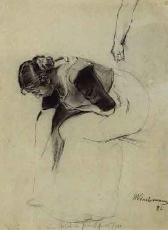 Woman bending forward by Max Liebermann