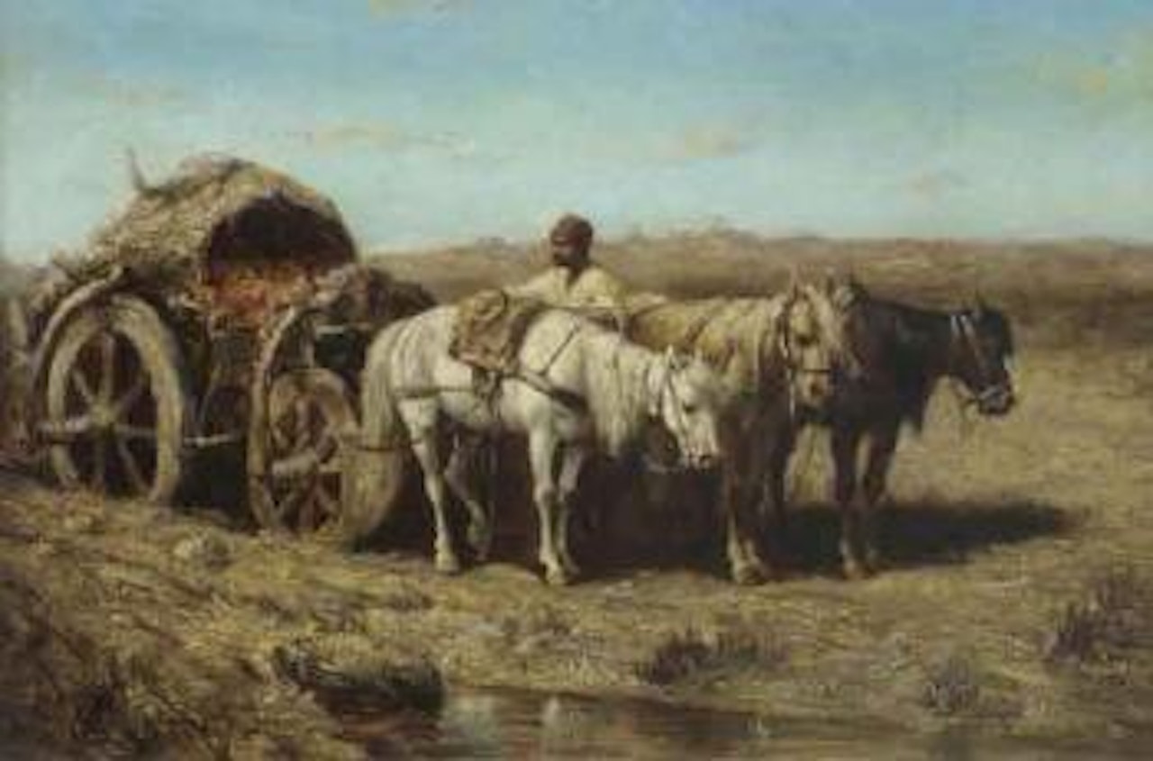 Arabian peasant with horse drawn cart by Adolf Schreyer