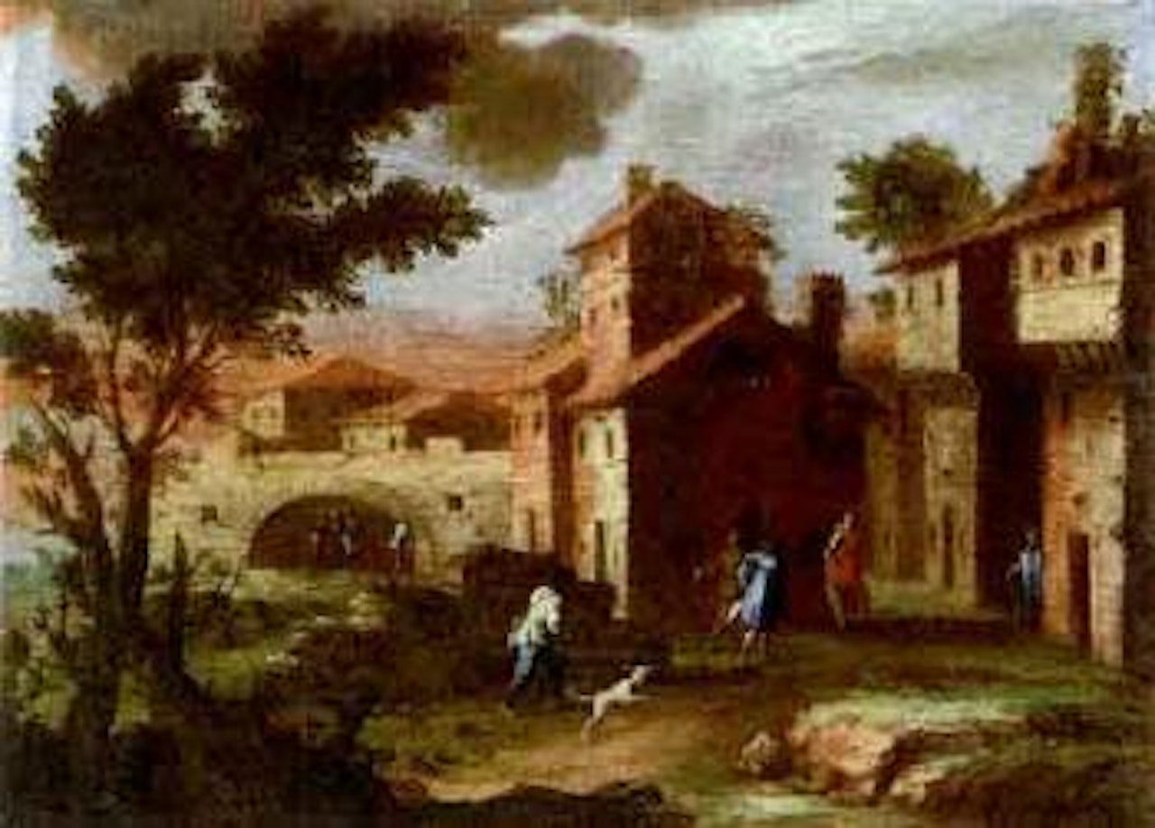 Lively entrance to city by Giovanni Battista Cimaroli