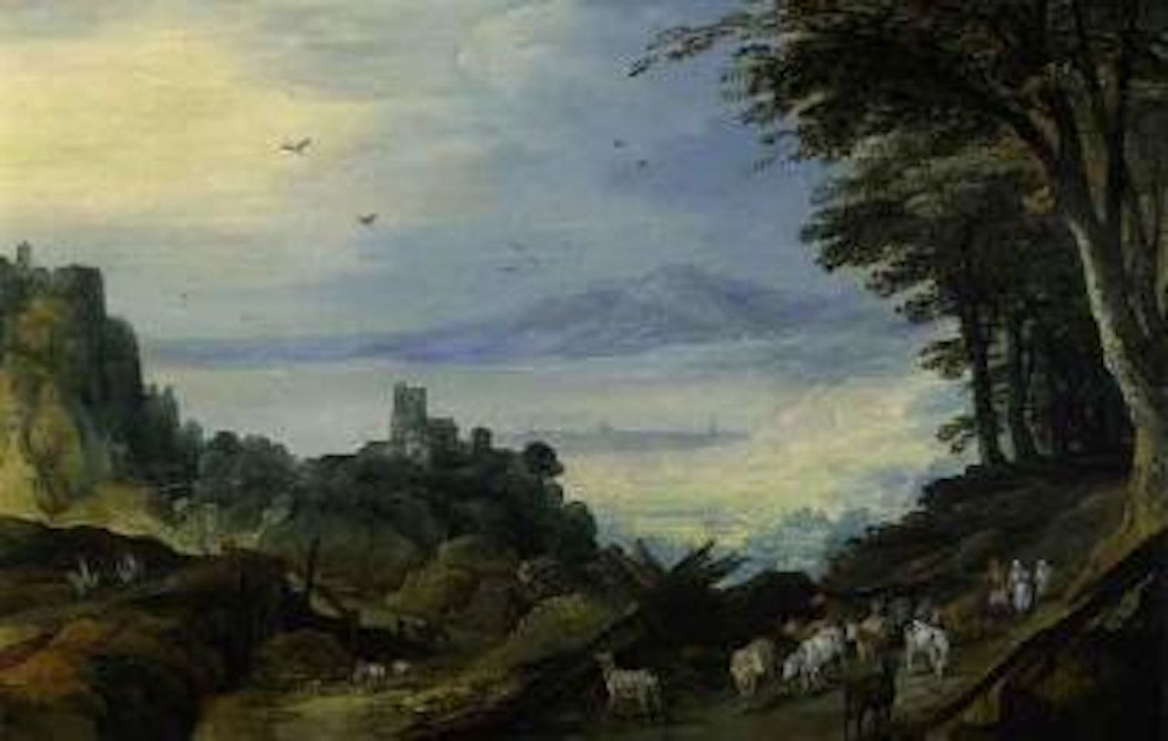 Berger conduisant son troupeau by Jan Brueghel by Joos de Momper the Younger