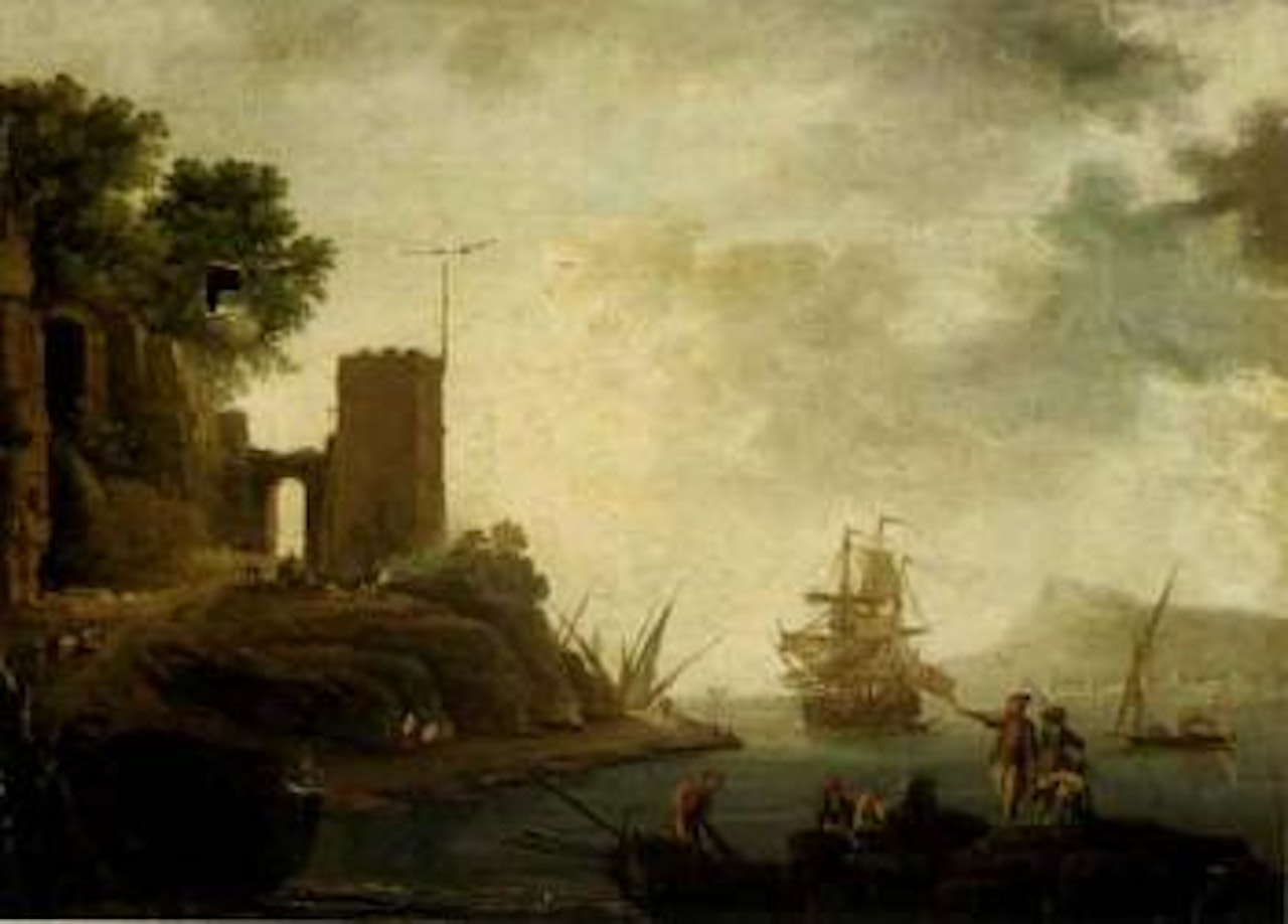 Mediterranean harbour scene by Claude Joseph Vernet