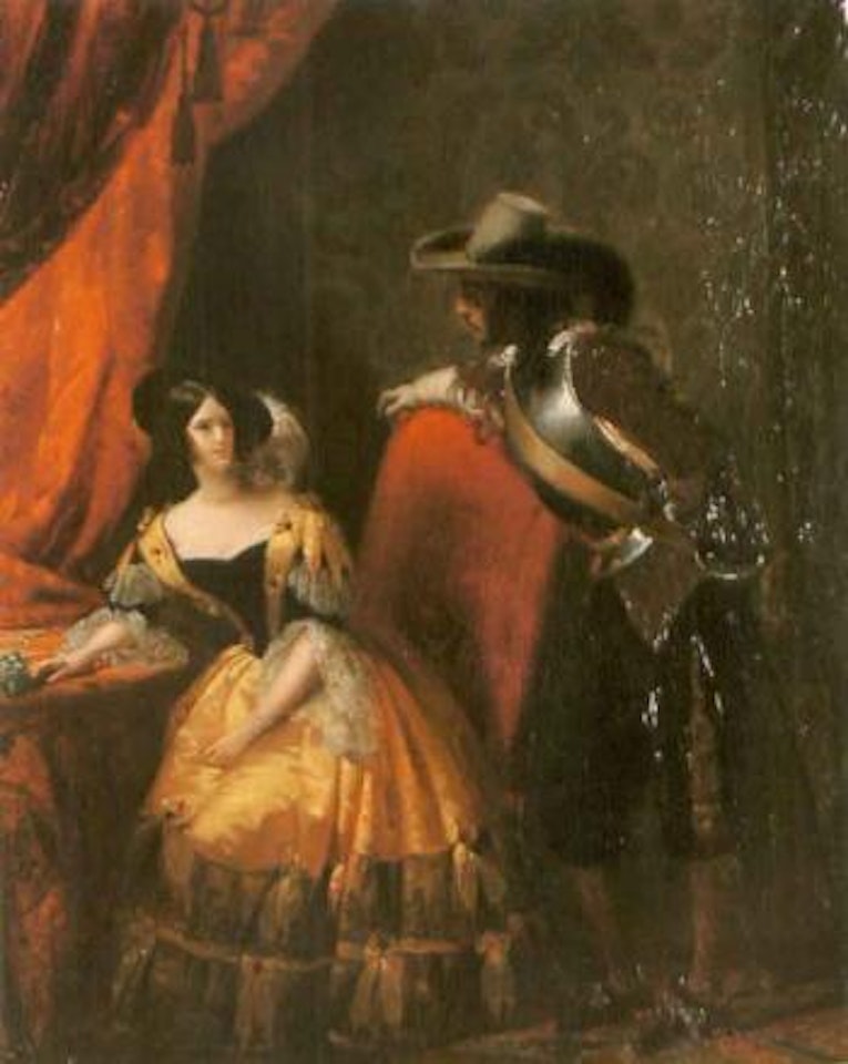 The Duc and Duchesse of Dino preparing for Mardi Gras masked ball by Claude Marie Dubufe