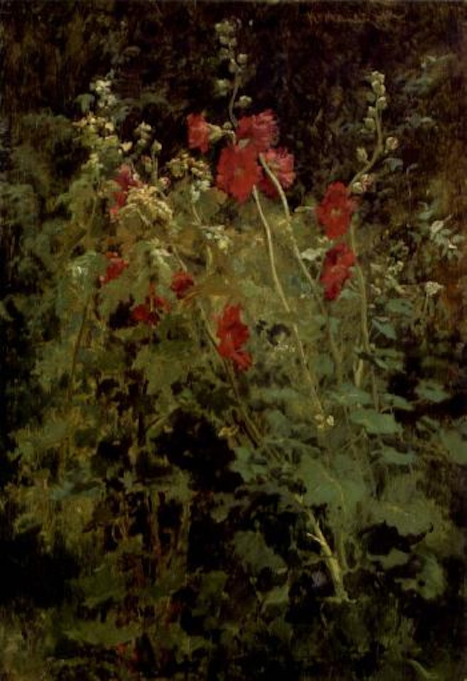 Hollyhocks by Konstantin Makovsky