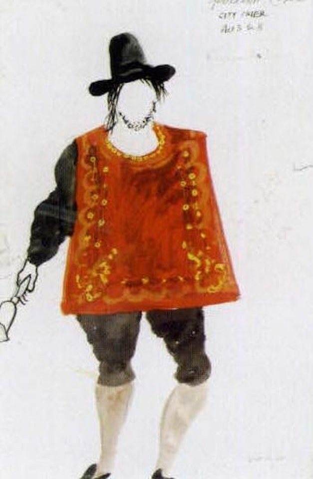 City crier, costume design from Gloriana by John Piper