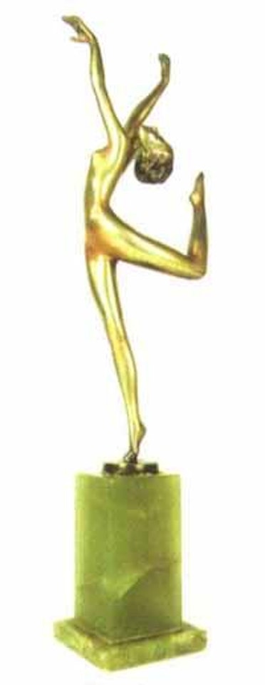 Dancer balanced on one leg with head tilted back by Josef Lorenzl
