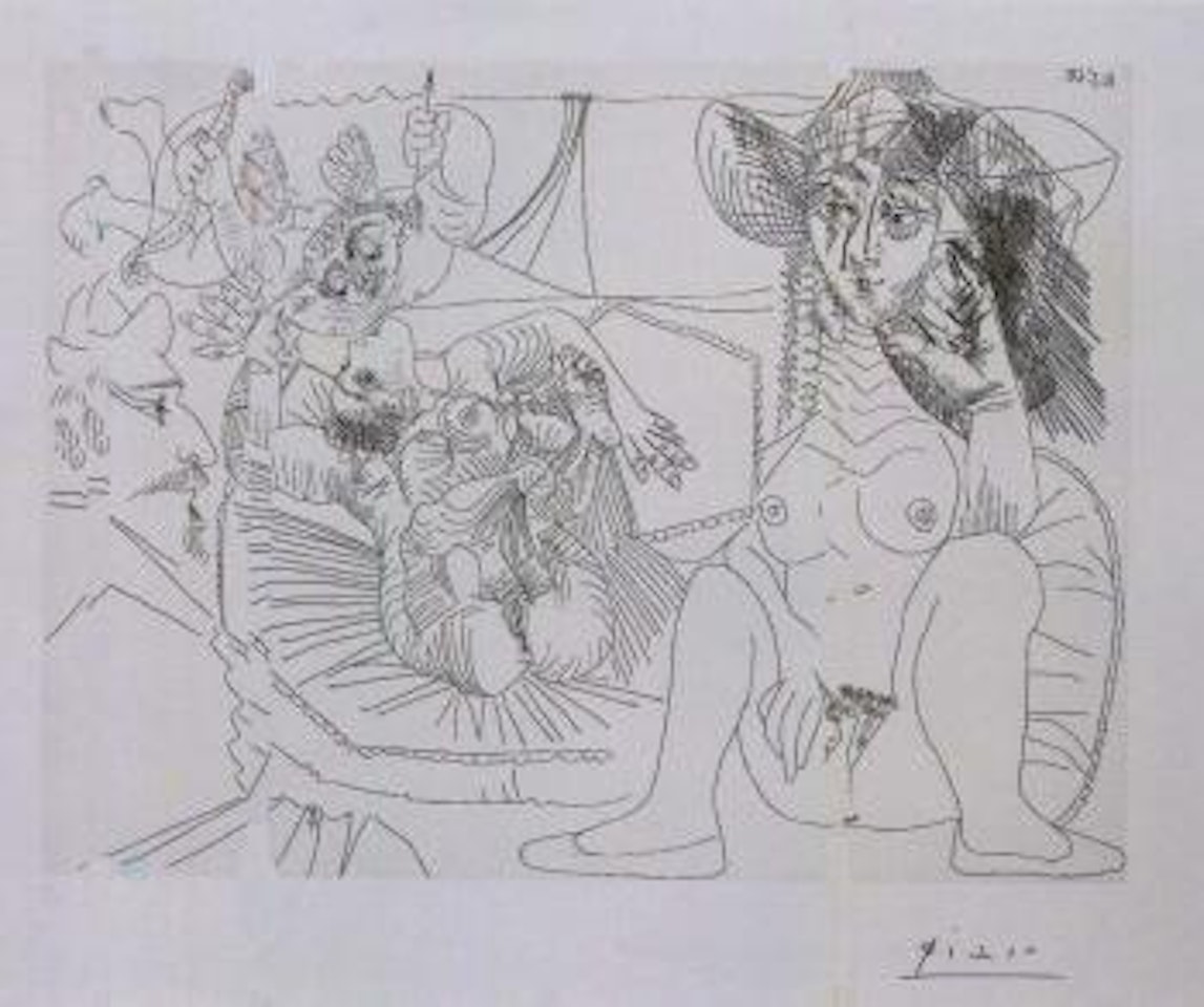 Jeune femme pechant sar pensee by Pablo Picasso