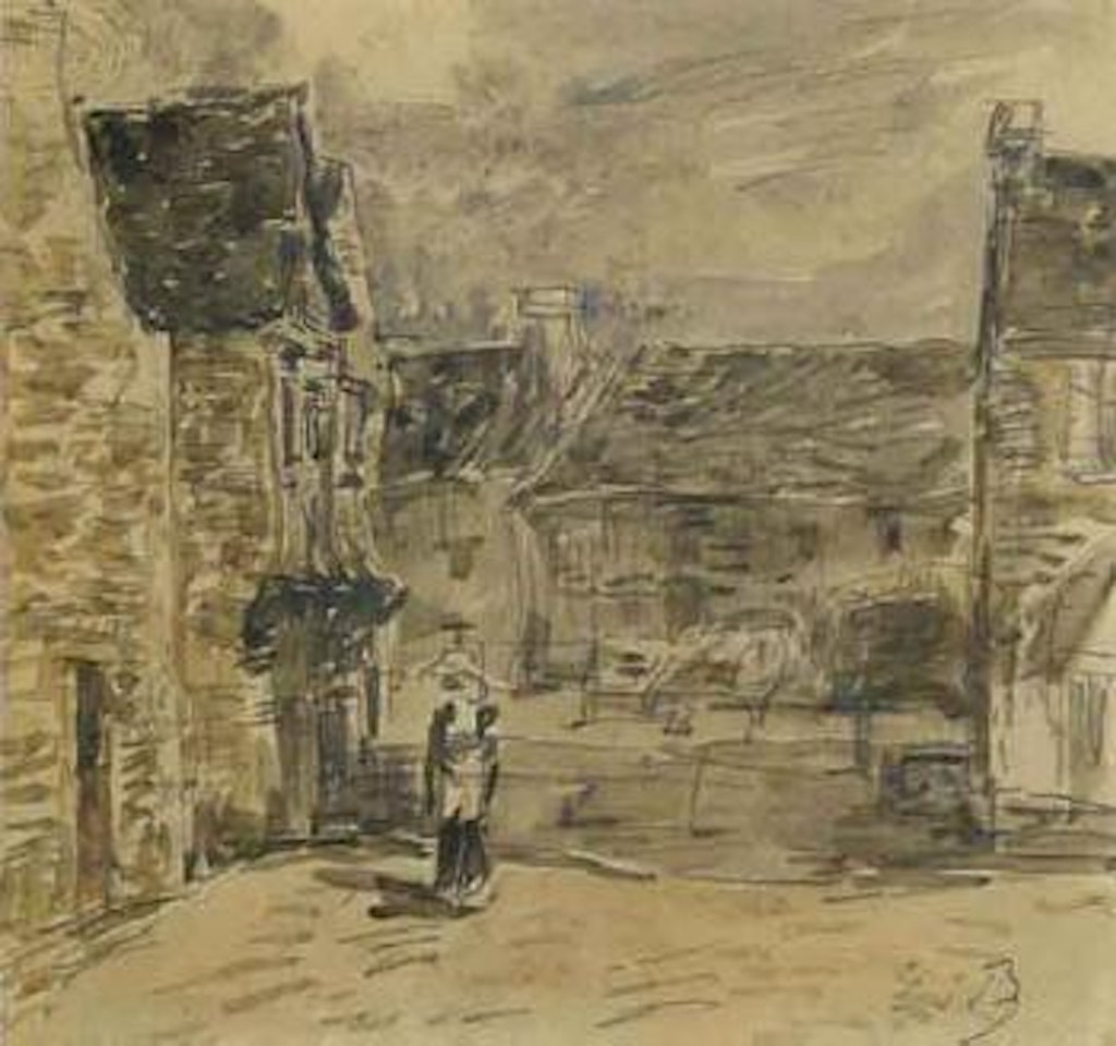 Vue d'une rue de village Breton by Eugène Boudin
