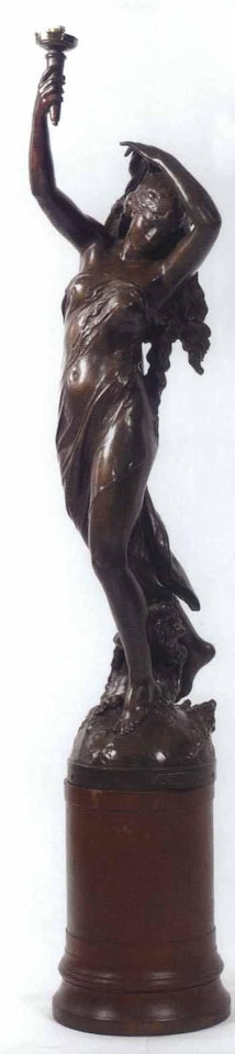 Figural torcheres emblematic of day and night by Mathurin Moreau