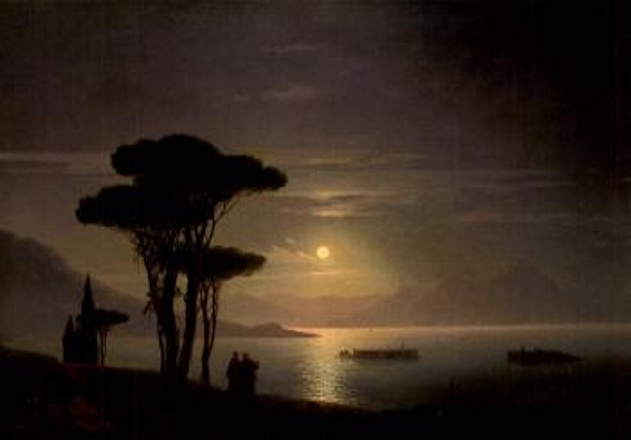 View of Lake Maggiore and Isola Bella by moonlight by Ivan Konstantinovich Aivazovsky