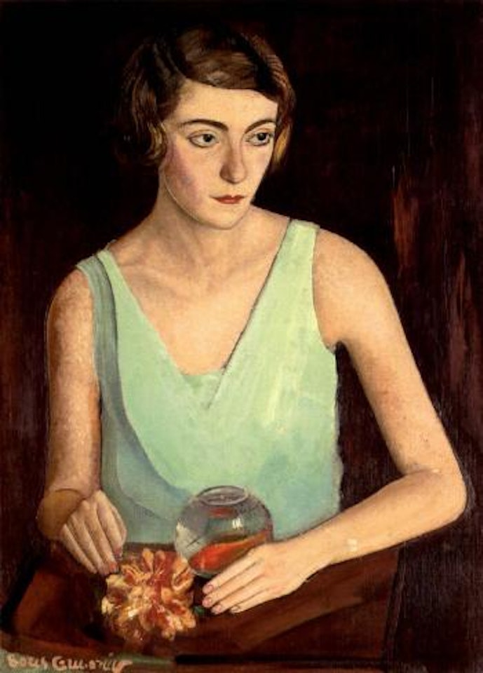 Portrait of a young woman in a green dress by Boris Grigoriev