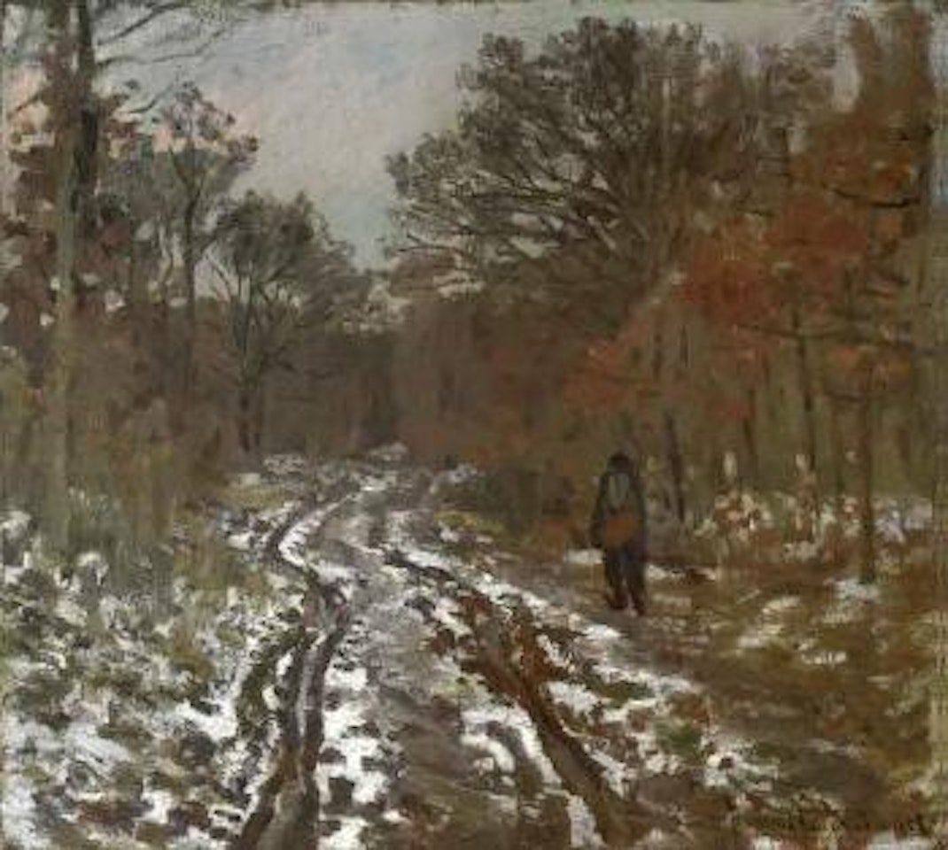 Chemin boise, effet de neige by Claude Monet