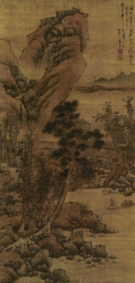 Boating by an autumn pavilion by Lan Ying