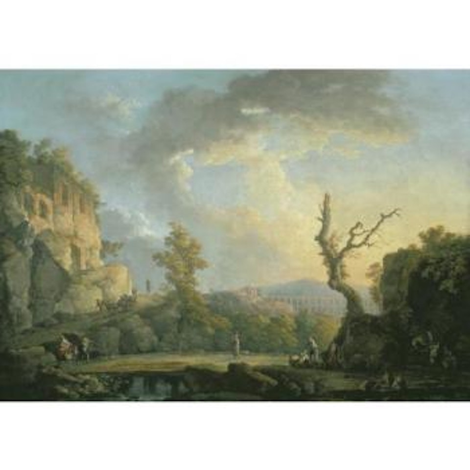 Italian river landscape with ruins by Carlo Bonavia