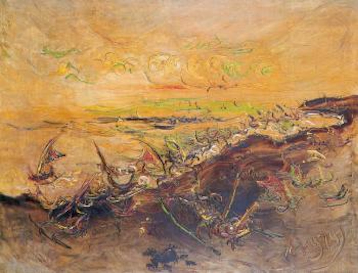 Landscape with dog by Affandi