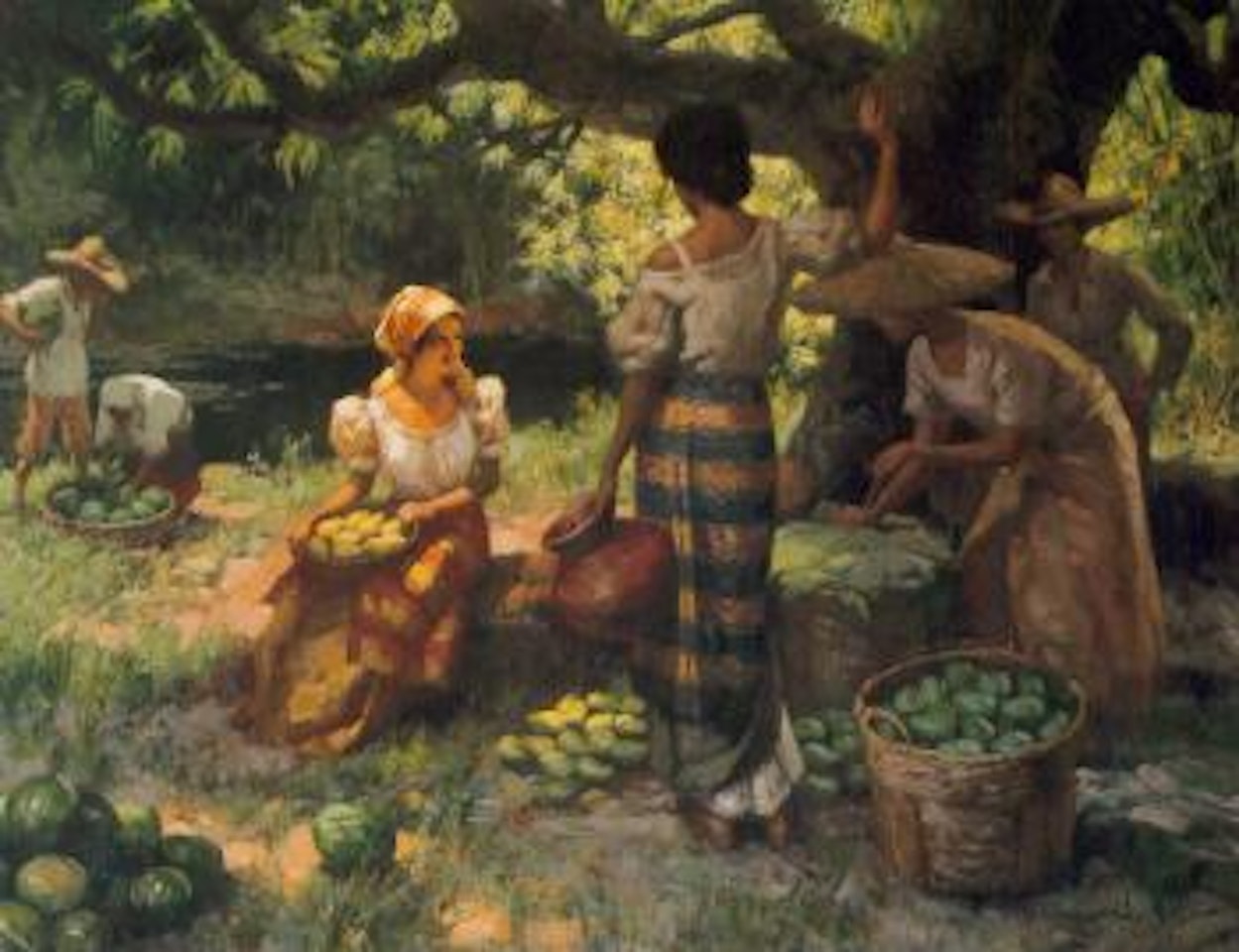 Resting under the mango tree by Fernando Amorsolo