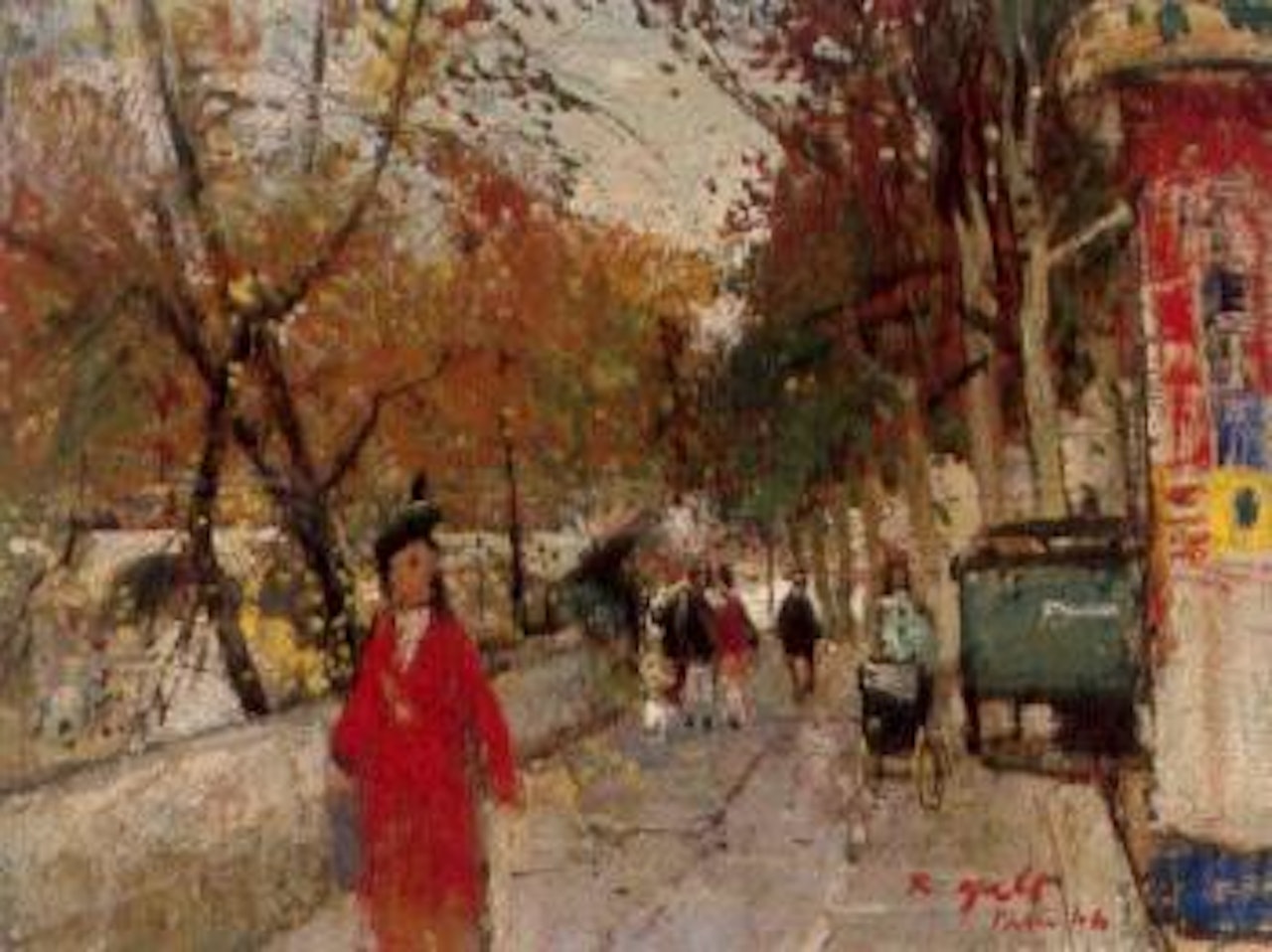 La jeune Eugenie en promenade sur les quais de la Seine en automne a Paris by François Gall
