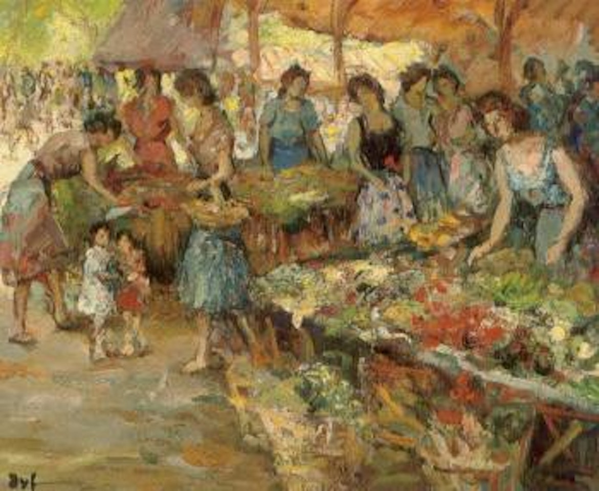 Marche aux fleurs en Arles by Marcel Dyf