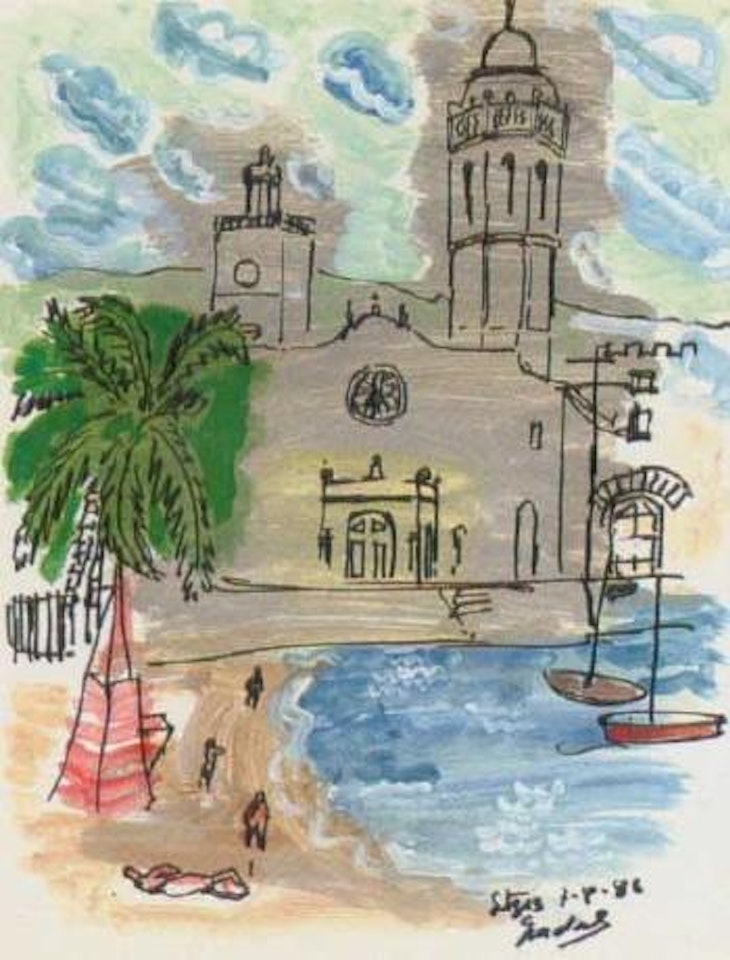 Sitges. Vista de una casa roja by Carlos Nadal