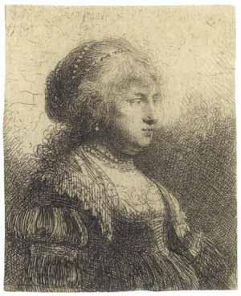 Saskia with pearls in her hair by Attributed to Rembrandt Harmensz van Rijn