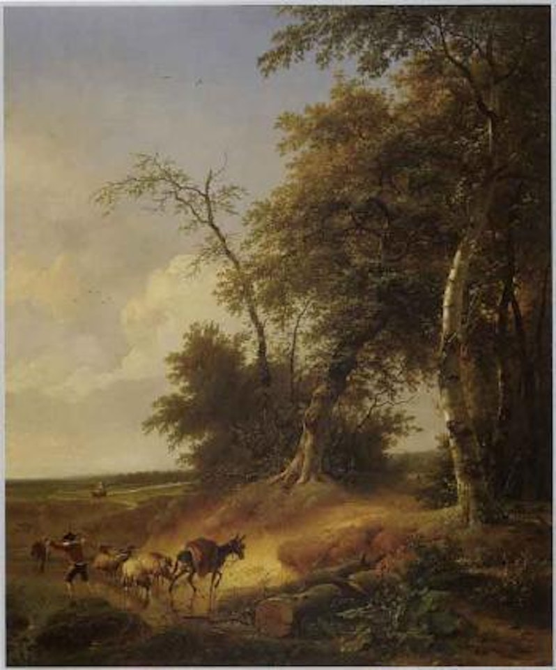 Berger et son troupeau a l'abreuvoir by Pierre Hellemans by Eugène Joseph Verboeckhoven