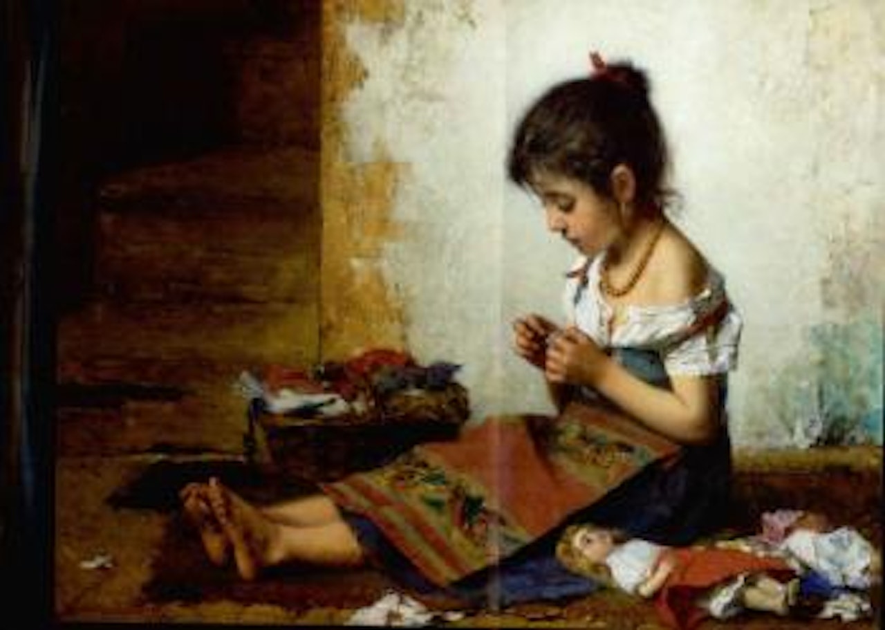 The little seamstress by Alexei Harlamoff