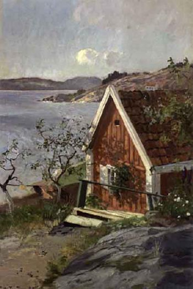 Cottage by the Oslo fjord, possibly Hvitsten by Fritz Thaulow