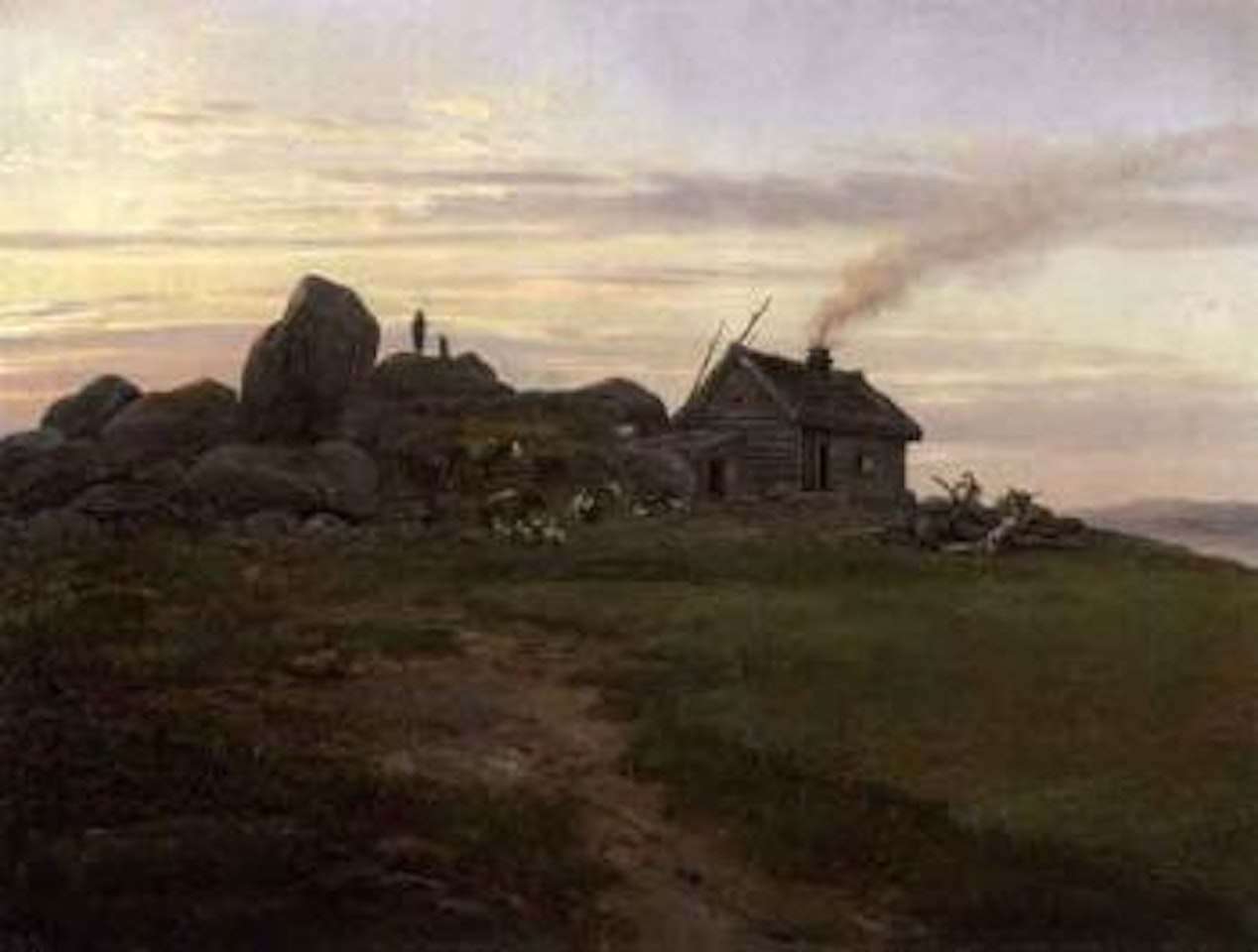 Idyll at the mountain farm by Johan Christian Clausen Dahl